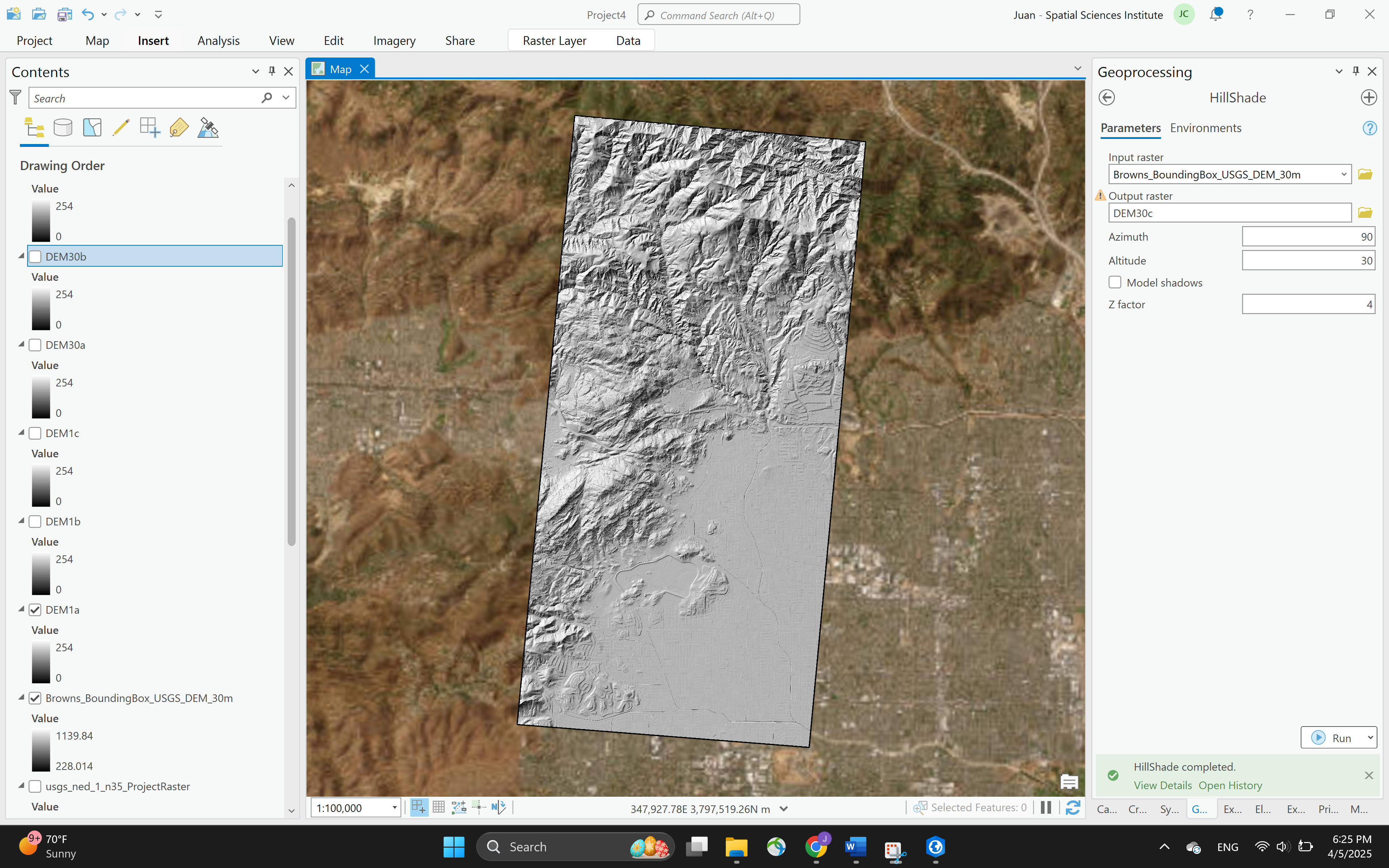 DEM 1m Late Afternoon hillshade